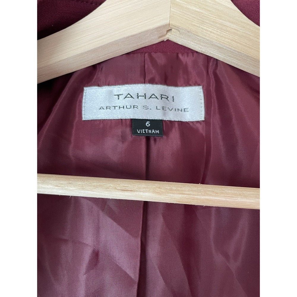 TAHARI Arthur S. Levine Women's Burgundy Blazer Jacket Size 6 Lined Career - Picture 13 of 13